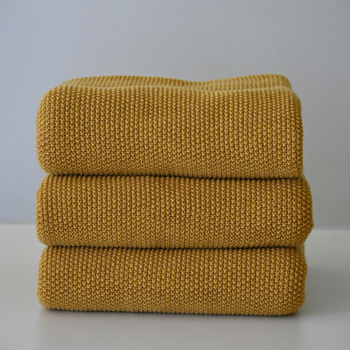 Mustard 100% merino wool blanket