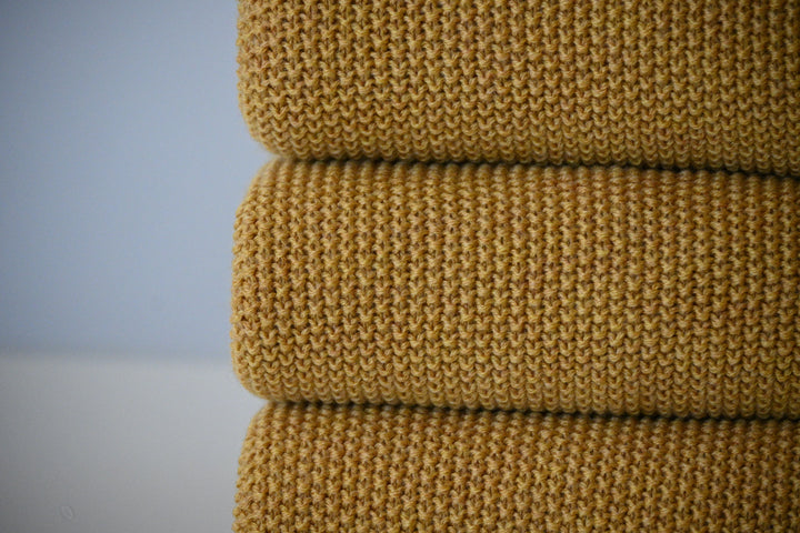 Mustard 100% merino wool blanket