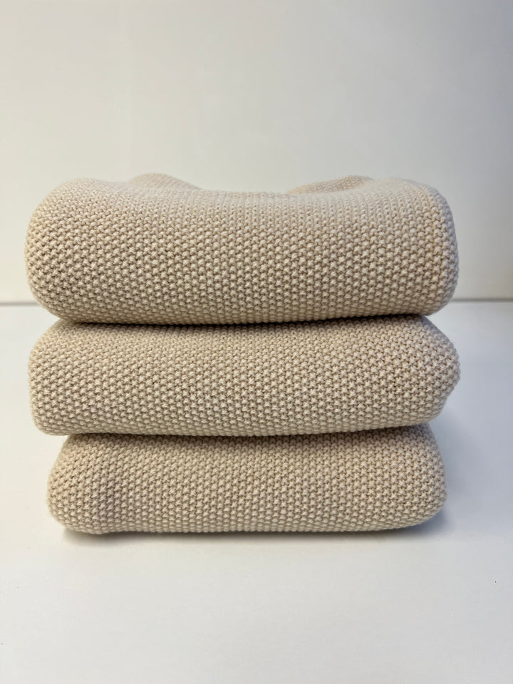 Beige 100% merino wool blanket