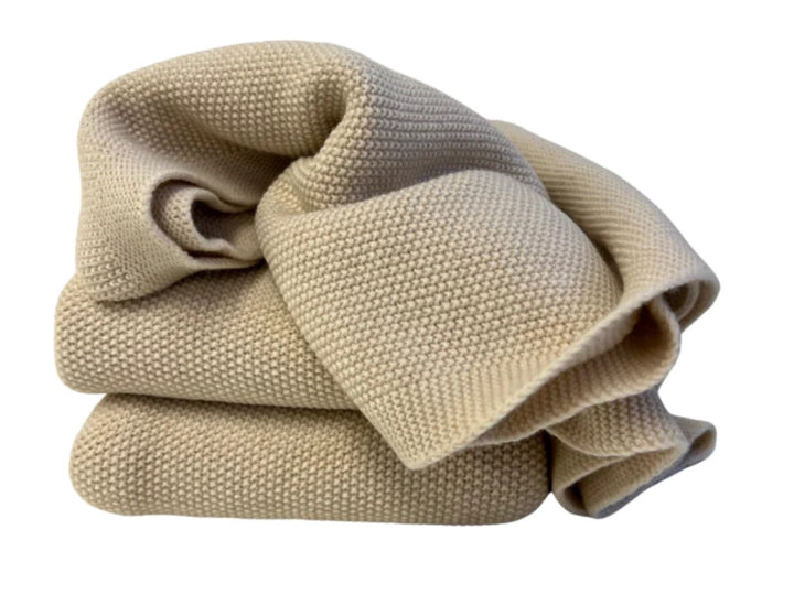 Beige 100% merino wool blanket