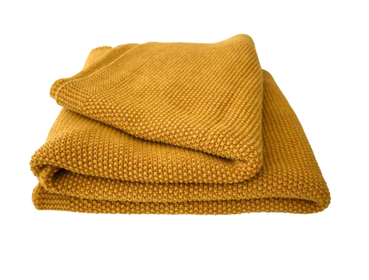 Mustard 100% merino wool blanket